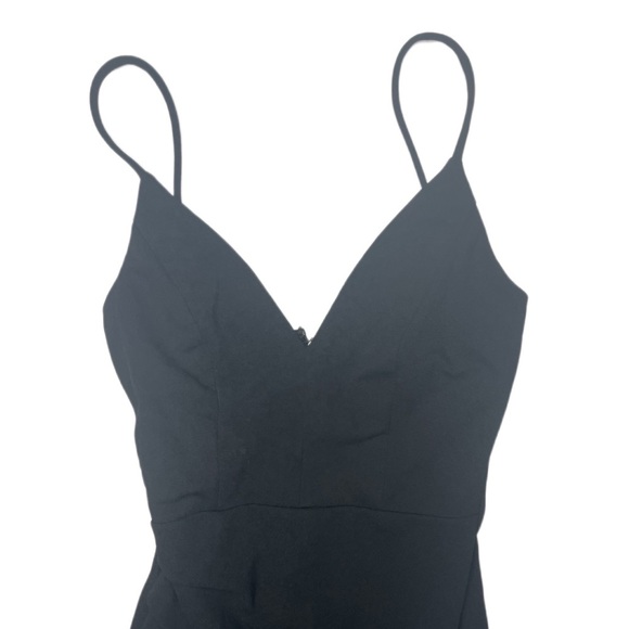 Trac size small all black strapped asymmetrical v wrapped homecoming mini dress - Picture 2 of 6